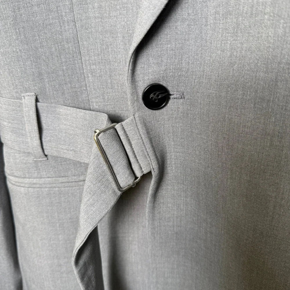 ASOS Men Grey Belted Blazer Jacket‎ with Sheer Back Panel Size 40L